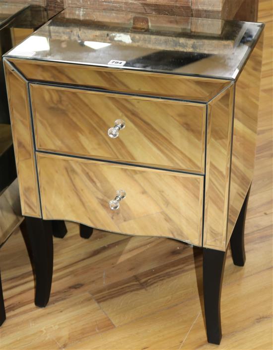 A pair of mirrored bedside chests W.48cm